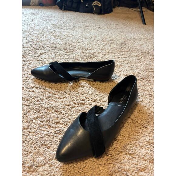 Sava by Anthropologie black leather flats sz 8 - Picture 1 of 9